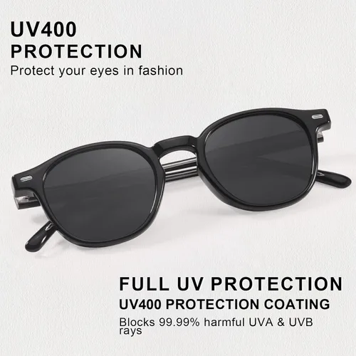 Vista 6 de LVIOE Gafas de sol polarizadas clásicas para mujer, gafas de sol redondas ligeras con protección UV para conducir LS2236