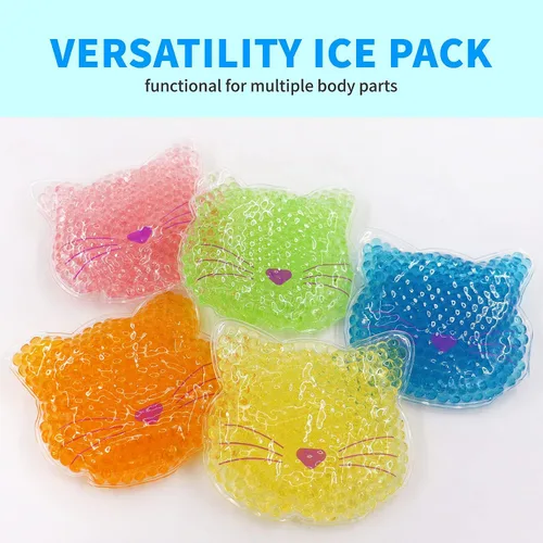 Vista 6 de Paquete de 5 unidades de hielo Boo Boo, paquete de hielo reutilizable para niños, reducción de fiebre auxiliar, paquete de frío caliente
