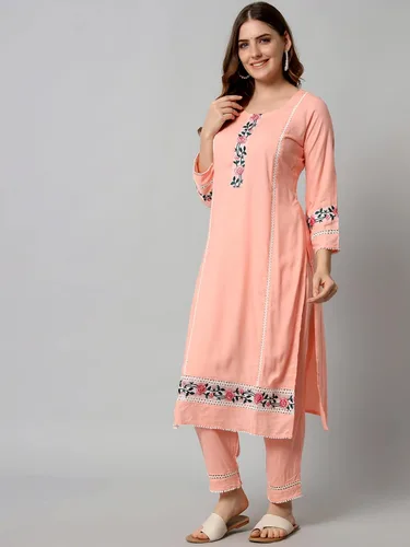 Vista 3 de Chandrakala Kurti Pant Set for Women, (K222-P)