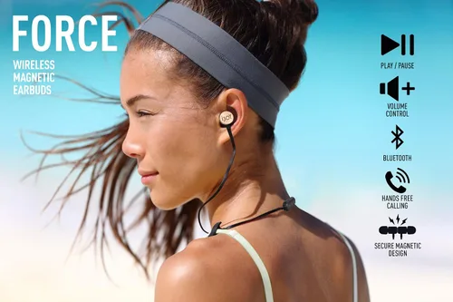 Vista 5 de iJoy Auriculares deportivos inalámbricos Bluetooth IPX4 a prueba de sudor con micrófono, auriculares con cancelación de ruido, auriculares