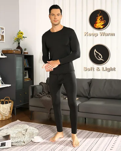 Vista 4 de ViCherub Thermal Underwear for Men Fleece Lined Long Johns Base Layer Top and Bottom Set for Cold Weather