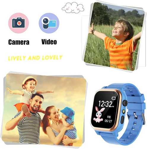Vista 3 de Reloj inteligente para niños y niñas - Reloj inteligente para niños de 4 a 12 años con 16 juegos de aprendizaje, reloj despertador, reproductor