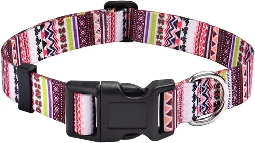 Vista 44 de Mihqy - Collar de perro, patrones geométricos florales, tribales, bohemios, collar de estilo étnico, suave y ajustable, para perros pequeños