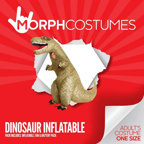 Vista 8 de Morph Jurassic - Disfraz inflable de dinosaurio T-Rex unisex, talla única, Dinosaurio T-rex