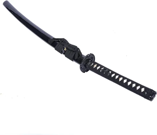 Vista 6 de siwode Katana - Espada samurái japonesa hecha a mano, aleación de dragón dorado Tsuba, acero de alto carbono 1060, 40 pulgadas Negro-No-BoHi