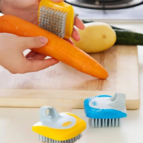 Vista 6 de Cepillo de frutas y verduras, cepillo de lavado de zanahorias y pelador de dedos, pelador de verduras, juego de pelador de palma para frutas, papas
