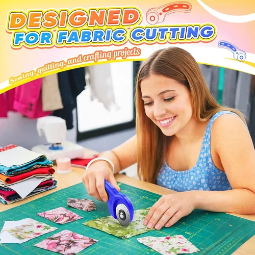Vista 2 de DIYSELF Cortador rotatorio para Fabricr, cortador rodante con 5 cuchillas Azul