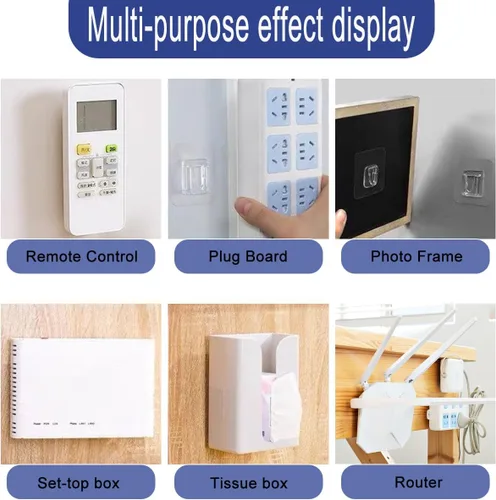Vista 4 de Ganchos de pared adhesivos de doble cara, 20 pares de ganchos de pared autoadhesivos para colgar colgadores de fotos para colgar colgar fotos, baño