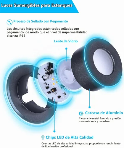 Vista 4 de SUNVIE Luces LED Subacuáticas para Estanque de 3W 3000K Blanco Cálido IP68 Impermeables Luces Subacuáticas para Estanque 12-24V AC/DC Bajo Voltaje