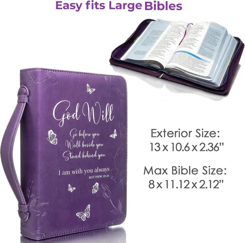 Vista 4 de Juego de 2 fundas para la Biblia para hombres y mujeres, tamaños grandes y medianos por DEHITE