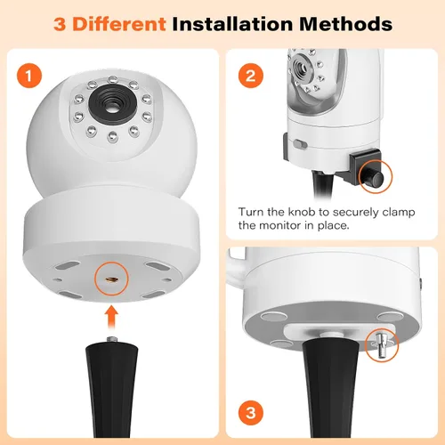 Vista 4 de A2C Soporte universal flexible para cámara de bebé compatible con óptica infantil DXR 8 DXR-8 Pro, VTech, ANMEATE, soporte para la mayoría