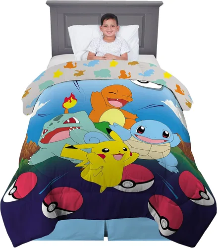 Vista 6 de Franco Collectibles Edredón reversible y súper suave de Batman de DC Comics, ropa de cama clásica de microfibra, tamaño reina