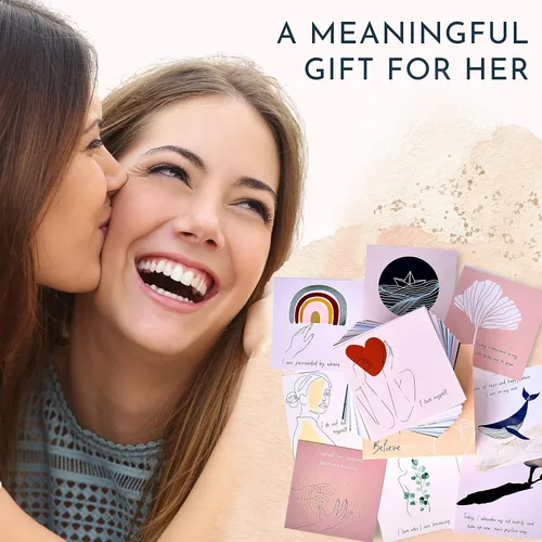 Vista 2 de RYVE 52 tarjetas de afirmación positiva para mujeres, indicaciones de atención plena con citas inspiradoras para motivación diaria y meditación