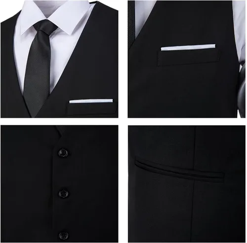 Vista 4 de Lynerun Chaleco de traje para hombre, chaleco formal de negocios, para boda