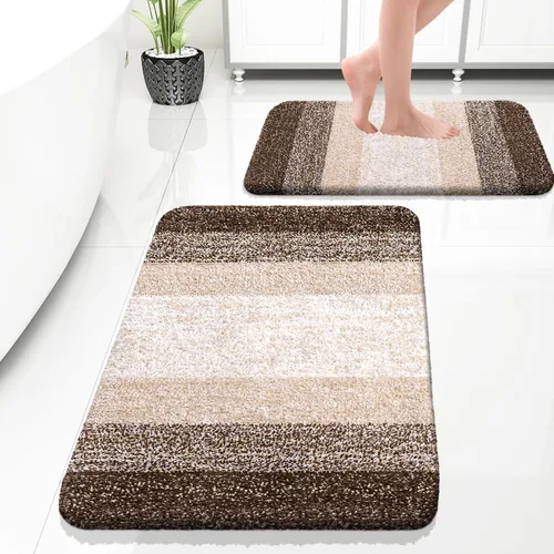 Vista 38 de OLANLY - Juego de tapetes para baño de 2 piezas, de microfibra, suaves y absorbentes, antideslizantes, lavables a máquina y para secadora, felpudos
