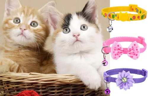 Vista 5 de 16 piezas de collares de gato lindos separables con campana para regalos de gatos machos y hembras