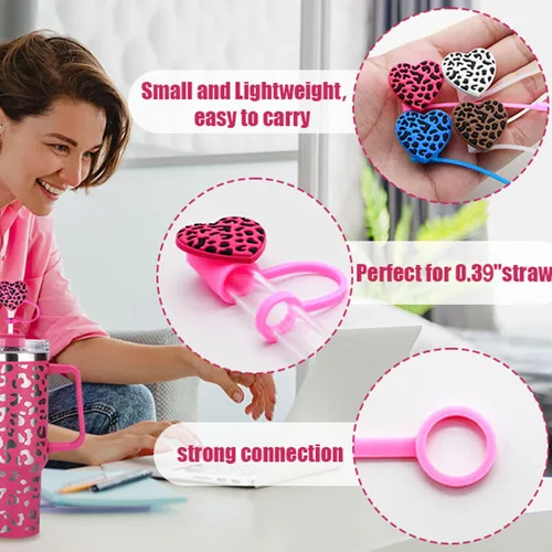 Vista 3 de Stanley Cup - Paquete de 6 tapas de popote para vaso Stanley, compatibles con vaso Stanley de 40 onzas, puntas de popote de silicona reutilizables a