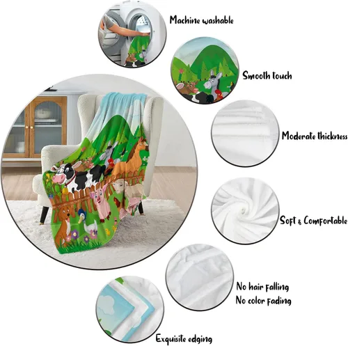 Vista 3 de Manta de animales de granja linda manta de animales de granja para niños, suave y acogedora manta de franela de granja para perros de granja, cerdo