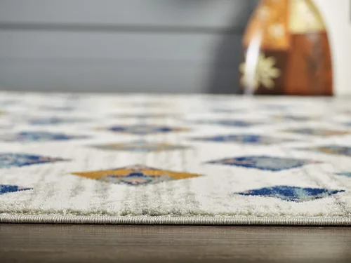 Vista 8 de Abani Southwestern - Alfombra rectangular de 3 x 5 pies, colección Porto - Alfombra decorativa con patrón de bloques beige y naranja