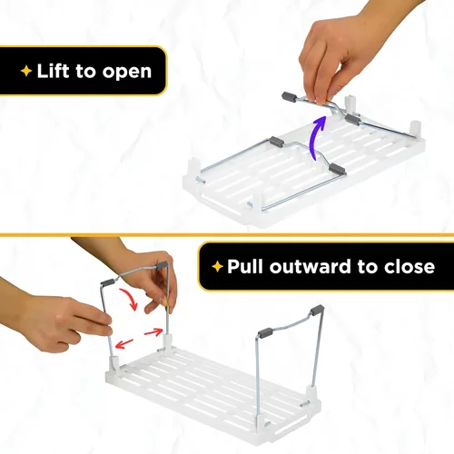 Vista 6 de Organizador de plástico para gabinete de cocina, estante apilable para congelador, organizador de caja de armario, estante elevador de estante