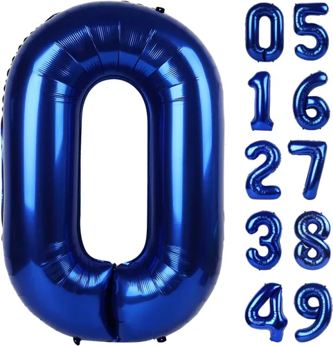 Vista 402 de Globo negro de 40 pulgadas con números del 0 al 9 (cero-nueve), globo de cumpleaños de gran tamaño, globo de helio de aluminio con números grandes