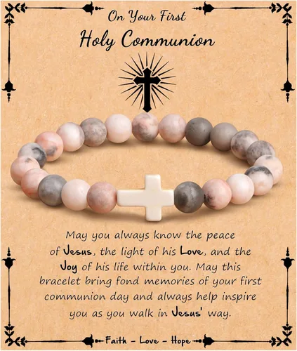 Vista 9 de Pulsera cruz JoycuFF para mujer, regalos de fe cristiana para mujer, joyería católica religiosa de Pascua, joyería cristiana, pulseras con cuentas