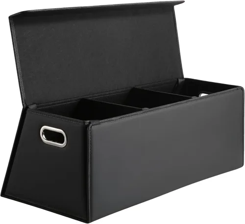 Vista 8 de Fyzeoty Organizadores de coche para maletero para SUV Sedán, caja de almacenamiento de cuero, tapa magnética, plegable y ajustable, 16.5 pulgadas