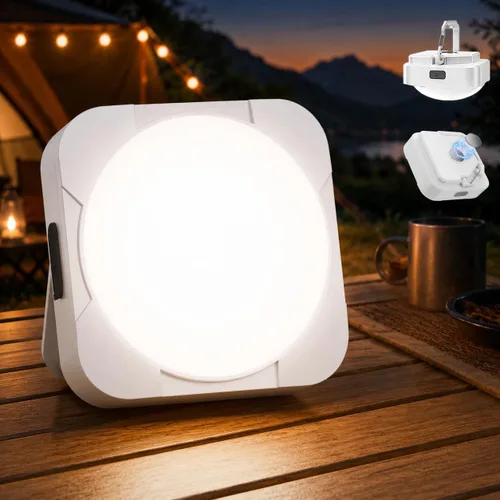 Vista 10 de Paquete de 2 linternas LED recargables para campamento: luz de tienda de campaña con batería de 2000 mAh con imán, linterna impermeable esencial