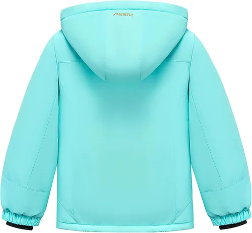 Vista 3 de WULFUL - Chaqueta impermeable de esquí para niño, con capucha, forro polar cálido, abrigo de nieve para el invierno Agua