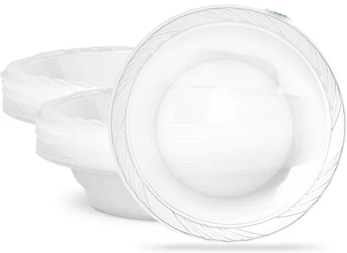 Vista 23 de PLASTICPRO - Cuencos desechables de plástico transparente de 18 onzas, Premium, para fiesta, Pack de 20