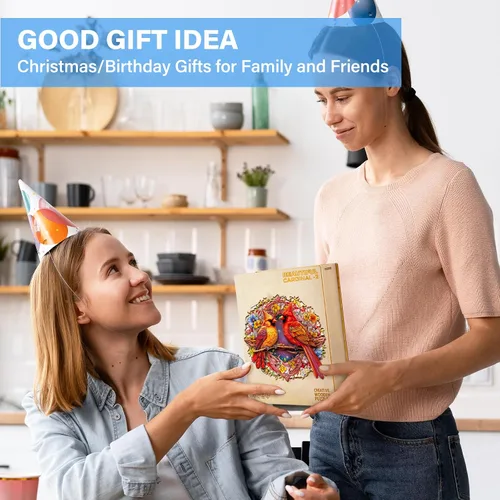 Vista 4 de Rompecabezas de madera para adultos, rompecabezas de madera cardenal para adultos, rompecabezas de madera con forma de animal único, regalos
