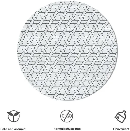 Vista 3 de Mantel redondo en blanco y negro con diseño de cheurón, lavable, resistente a las arrugas, para el hogar, cocina, comedor, picnic, campamento