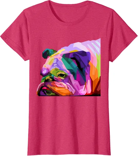 Vista 7 de Camiseta de retrato pop artístico de bulldog británico inglés para dueños de perros, Negro, S