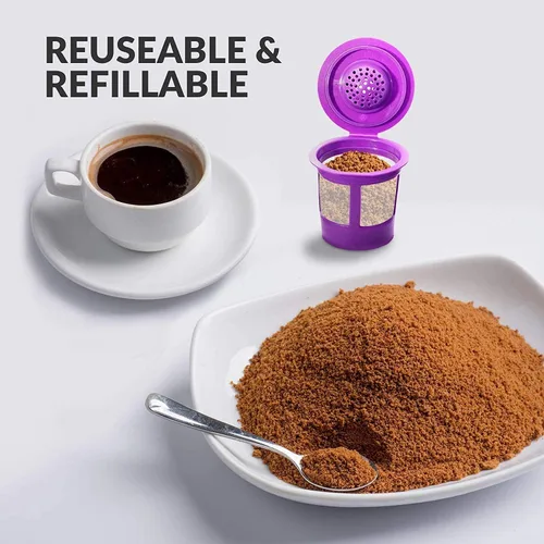 Vista 5 de Cápsulas K Cup reutilizables para Keurig K-Mini, K Mini Plus, K-Express y K Iced con adaptador de PureHQ - Cápsulas Kcups recargables Keurig Mini