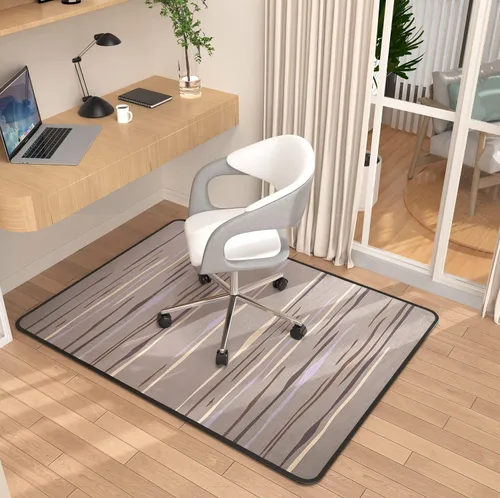 Vista 10 de Tapete de pana para suelo de madera dura, 55 x 35 pulgadas, tapete para silla de oficina, silla de escritorio, silla rodante, respaldo Pana Gris