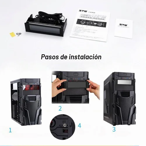 Vista 8 de Controlador de ventilador con monitor de temperatura, control automático de velocidad, LCD, panel frontal táctil de 5,25" de 5 canales