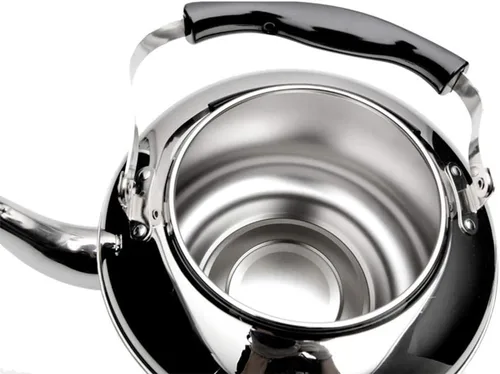 Vista 2 de Hervidor de té de acero inoxidable de 4 litros, tetera de acero inoxidable, tetera de gran capacidad, hervidor de té con mango anti-caliente