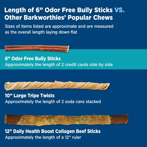 Vista 5 de Barkworthies Golosina Bully Stick sin olor, 6 pulgadas, (paquete de 5)