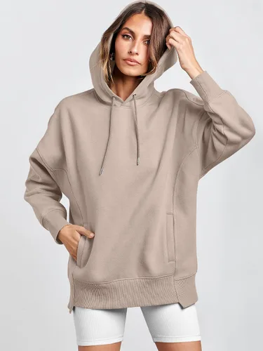 Vista 4 de ANRABESS Sudaderas con capucha de gran tamaño para mujer, sudadera de forro polar 2024, trajes de moda para adolescentes y niñas