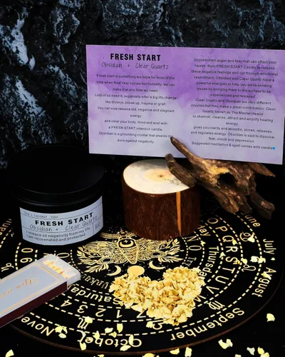 Vista 4 de Velas de cristal, velas mágicas curativas, meditación mente-cuerpo, regalos para alentar a las mujeres, regalos de trabajo nuevos (comienzo fresco)