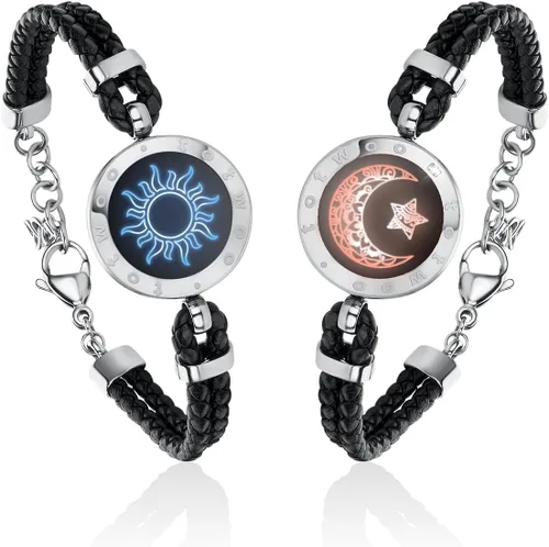 Vista 8 de TOTWOO Sun and Moon Long Distance Touch Bracelets for Couples