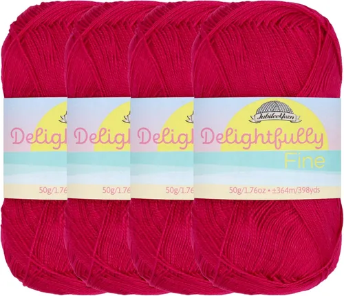 Vista 21 de JubileeYarn - Ovillo de hilo deliciosamente fino, 1.76 oz/madeja de rayón de bambú, color rosa polvo, 4 madejas