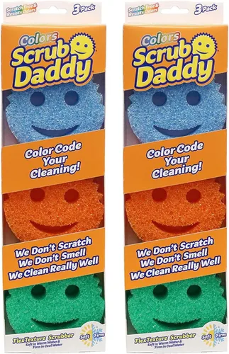 Vista 14 de Scrub Daddy Esponjas de Color – Esponjas multiusos para platos sin arañazos para limpieza de cocina, baño y hogar – Hechas con espuma de polímero