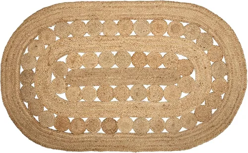 Vista 4 de VHC Brands 10713 - Alfombra ovalada de yute para cabina de té, Tela