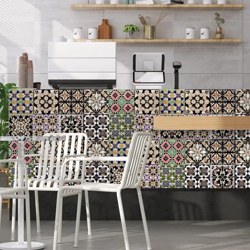 Vista 32 de Alwayspon Adhesivo para azulejos de pared moriscos para despegar y pegar, calcomanías de vinilo autoadhesivas para azulejos de cocina y baño, 4 x 4
