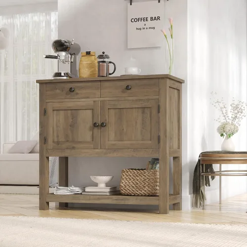 Vista 10 de HOSTACK Farmhouse - Mesa consola con almacenamiento, mesa de entrada de 35 pulgadas de ancho, gris ceniza