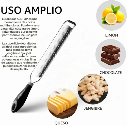 Vista 8 de ALLTOP Zester de limón, rallador de alimentos de acero inoxidable de mano, herramienta de cocina profesional para queso, parmesano, verduras