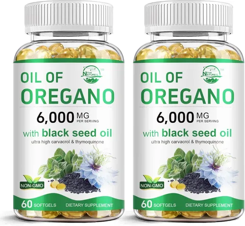 Vista 9 de Nature's live Aceite de orégano con aceite de semilla negra, suplemento de orégano 2 en 1 para la salud inmunológica, retiene carvacrol