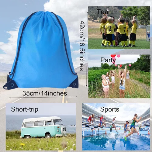 Vista 2 de CAIHONG 100 Pack Drawstring Backpack Bulk 20 Colors Draw String Gym Bags Cinch Sack Nylon String Sport Backpack Plain Bags Drawstring Bags
