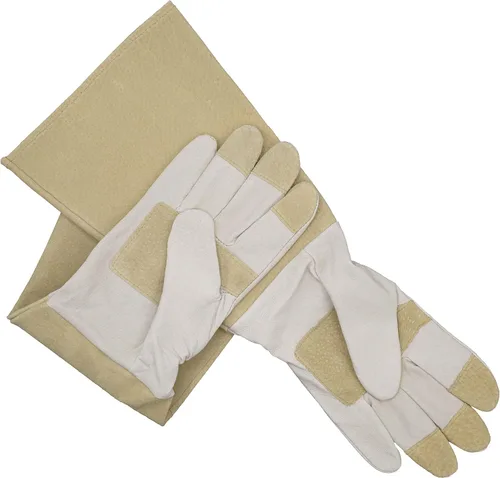 Vista 3 de HANDLANDY Paquete - 2 pares: guantes largos de jardinería para poda de rosas, guantes de trabajo de patio resistentes para mujer, color beige